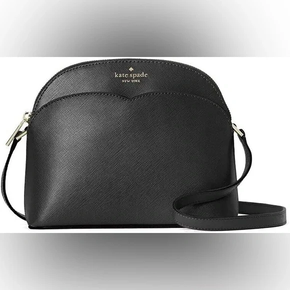 Kate Spade - Women's Payton Dome Crossbody Bag Saffiano Leather - Black - Picture 1 of 2